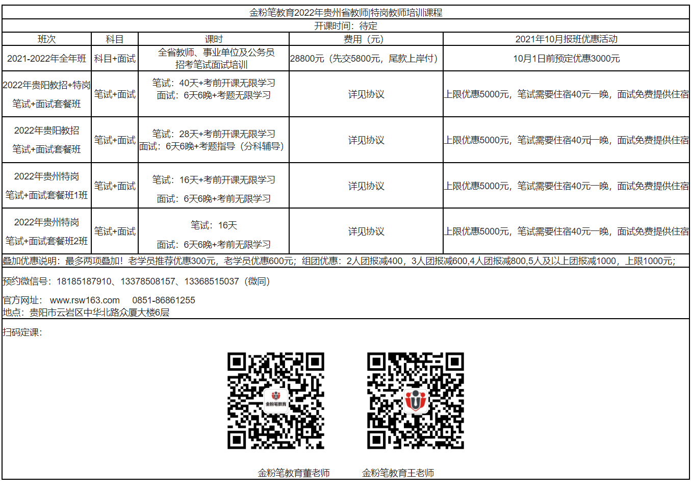 2022年貴州省教師招聘/特崗教師筆試培訓課程